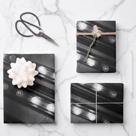 Feuille De Papier Cadeau Luminaires noir et blanc (Recto)