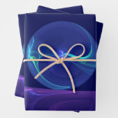 Feuille De Papier Cadeau Lumineuse Bleu Violet Rêve Abstrait Fractal Art (En situation)