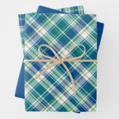 Feuille De Papier Cadeau Lumineux, vert, bleu et blanc (En situation)