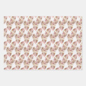 Feuille De Papier Cadeau Lunes et fleurs roses (Devant 2)