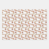 Feuille De Papier Cadeau Lunes et fleurs roses (Devant)