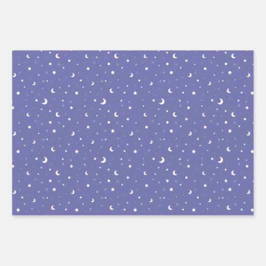 Feuille De Papier Cadeau Lunes minuscules et étoiles (Devant 2)