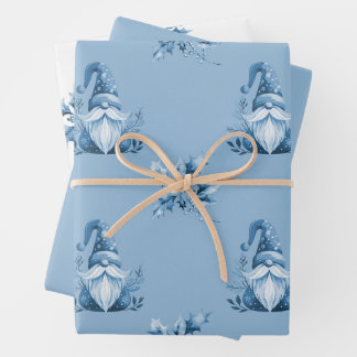 Feuille De Papier Cadeau Lutins de Noël bleus