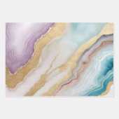 Feuille De Papier Cadeau Luxe Faux Gold Parties scintillant, Turquoise & Ma (Devant)