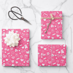 Feuille De Papier Cadeau Luxe Moderne Élégant Amour Rose Coeur
