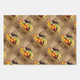 Feuille De Papier Cadeau Luxe Parties scintillant Or Panier de fruits frais