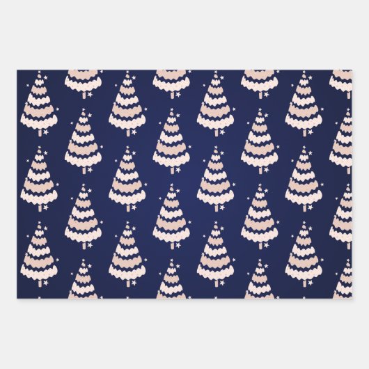 Feuille De Papier Cadeau Luxe Pink Christmas Tree Motif Élégant Simple (Devant)