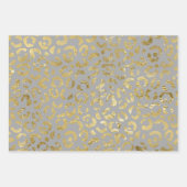 Feuille De Papier Cadeau Luxueux Empreinte de léopard Glam Gold Grey (Devant 3)