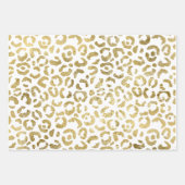 Feuille De Papier Cadeau Luxueux Empreinte de léopard Glam Gold Grey Set de (Devant)