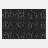 Feuille De Papier Cadeau Luxueux noir et or mariage thème élégant (Devant)