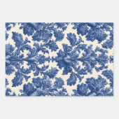 Feuille De Papier Cadeau Luxurious French Toile Dreamy Blue Engraved Floral (Devant 2)