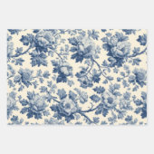 Feuille De Papier Cadeau Luxurious French Toile Dreamy Blue Engraved Floral (Devant)