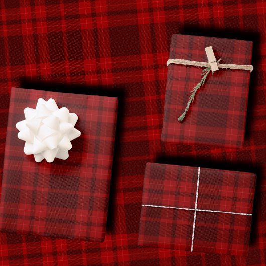 Feuille De Papier Cadeau Luxury Deep Burgundy Red Monochrome Tartan Plaid