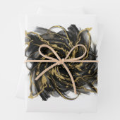 Feuille De Papier Cadeau Luxury Gold and Black Abstract Marble Ink Flow (En situation)