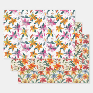 Feuille De Papier Cadeau Lys Asiatique Art Floral Découpage Vintage
