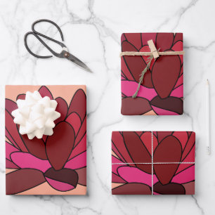 Feuille De Papier Cadeau Lys d'eau rose rouge