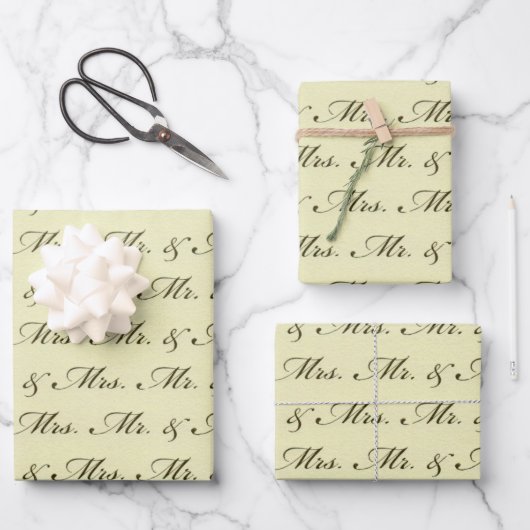 Feuille De Papier Cadeau M. & Mme Mariage mariée élégante et mariée (Recto)