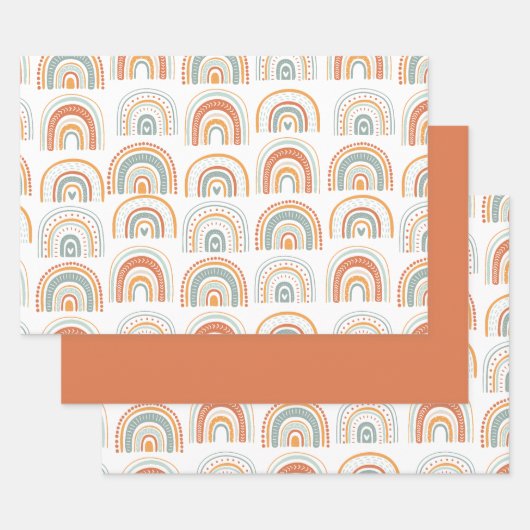 Feuille De Papier Cadeau M. Onederful Boho Rainbow Anniversaire (Lot)