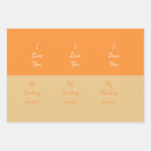 Feuille De Papier Cadeau Ma Chérie Je T'Aime Élégant Script Orange (Devant 3)