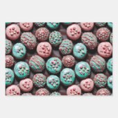 Feuille De Papier Cadeau Macaron rose et Turquoise (Devant 3)