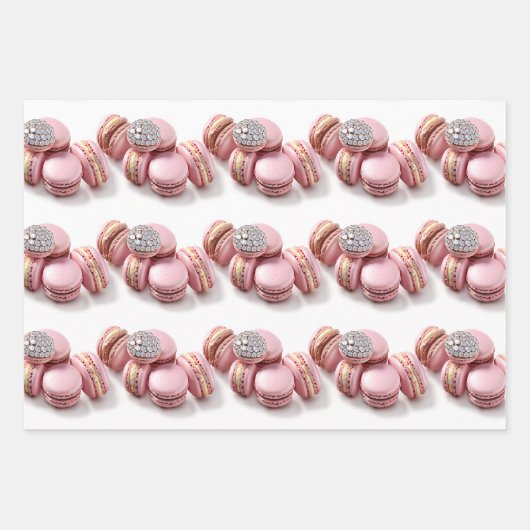 Feuille De Papier Cadeau Macaron rose et Turquoise (Devant 2)