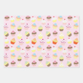 Feuille De Papier Cadeau Macarons et Motifs de Cupcakes (Devant)