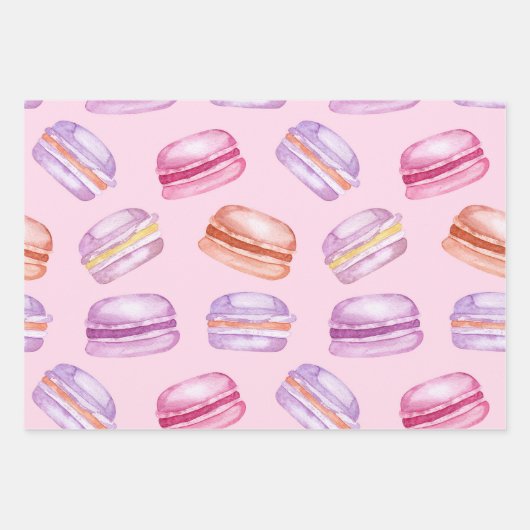 Feuille De Papier Cadeau Macarons sucrés sur beau motif pastel (Devant 2)