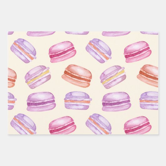 Feuille De Papier Cadeau Macarons sucrés sur beau motif pastel (Devant)