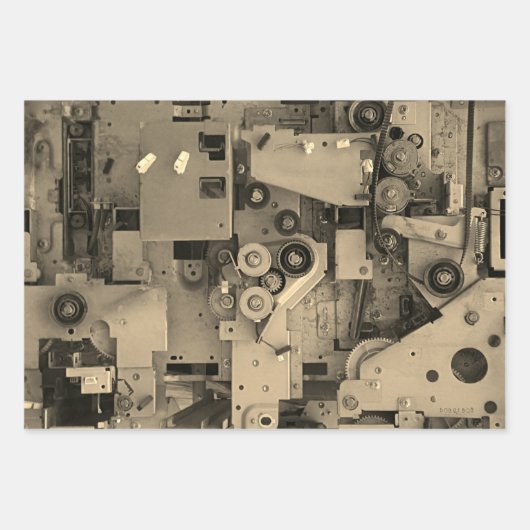 Feuille De Papier Cadeau Machines Bleues Mécanique Robotique Funny Cool Gee (Devant 3)