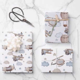 Feuille De Papier Cadeau Machines Volantes