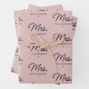 Feuille De Papier Cadeau Madame personnalisée Élégant Moderne Script Nouvel