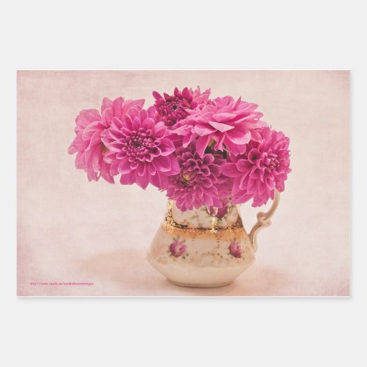 Feuille De Papier Cadeau Magenta Dahlias (Devant)