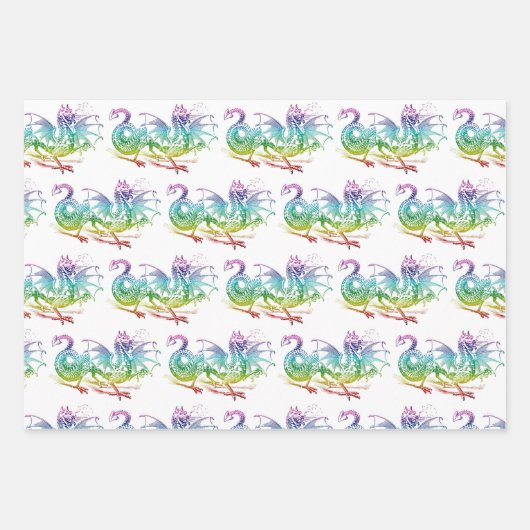 Feuille De Papier Cadeau Magic Dragon Pastel Thème Motif (Devant)