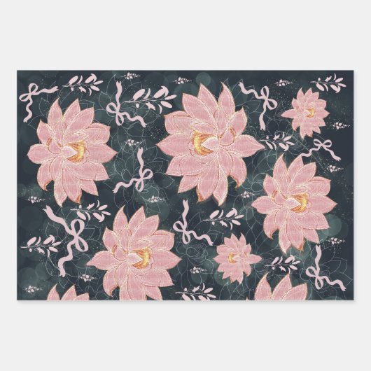 Feuille De Papier Cadeau Magic florals with glitter design (Devant)