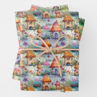 FEUILLE DE PAPIER CADEAU MAGICAL FAIRY HOUSES AND FAIRY VILLAGE CADEAU