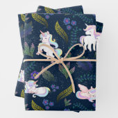 Feuille De Papier Cadeau Magical Unicorn Night Forest Seamless Pattern (En situation)