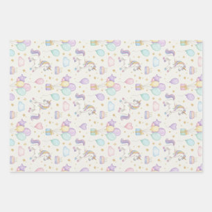 Feuille De Papier Cadeau Magie d'anniversaire licorne – Ballons et gâteaux