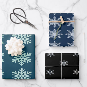 Feuille De Papier Cadeau Magie Élégante Flocon de Neige d'Hiver