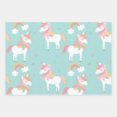 Feuille De Papier Cadeau Magique Unicorn mignonne Pastel Baby Girl Tween (Devant)