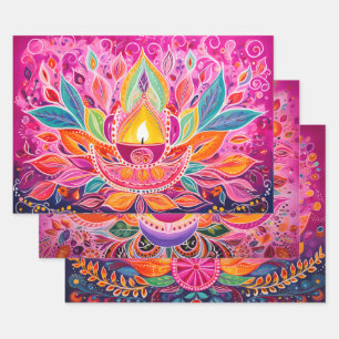 Feuille De Papier Cadeau Magnifique Diwali rose