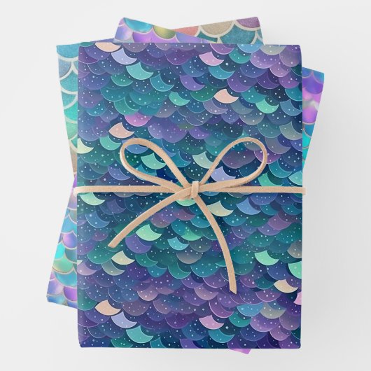 Feuille De Papier Cadeau Magnifique Queue de sirène (En situation)