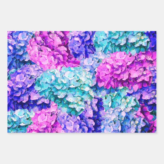 Feuille De Papier Cadeau Magnifiques fleurs d'hydrangée (Devant 2)