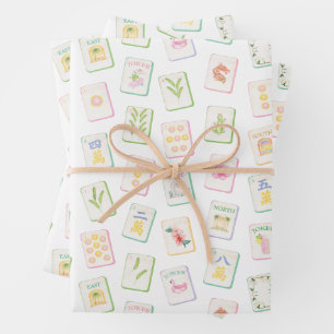 Feuille De Papier Cadeau Mahjong d'été austral en aquarelle