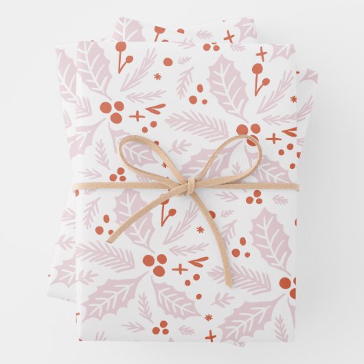 Feuille De Papier Cadeau Main blanche Berry dessinée multi-couleur rose rou (En situation)