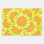 Feuille De Papier Cadeau Main en calcaire Tirée Fleurs de soleil orange jau (Devant 3)