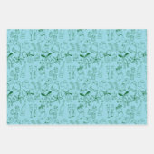 Feuille De Papier Cadeau Main moderne dessinée Bleu Vert Noël Célébration (Devant 3)