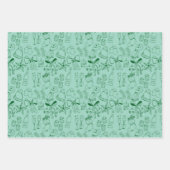 Feuille De Papier Cadeau Main moderne dessinée Bleu Vert Noël Célébration (Devant 2)