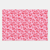 Feuille De Papier Cadeau Main tiré Red Hearts Saint Valentin (Devant 2)