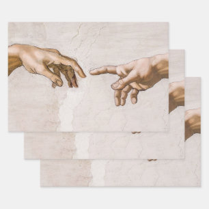 Feuille De Papier Cadeau Mains de Dieu le Père et Adam par Michel-Ange