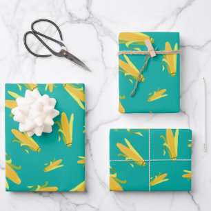 Feuille De Papier Cadeau Maïs Sur Le Motif Cob